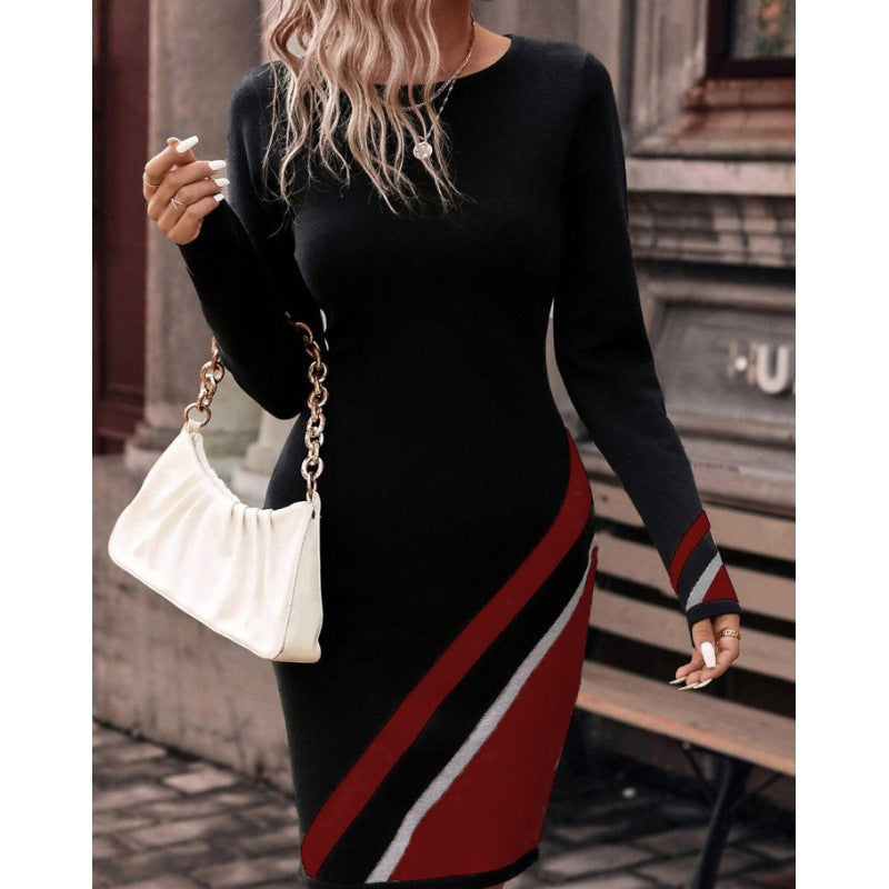 Damen Figurbetontes Strickkleid mit asymmetrischem Design Krohn-e
