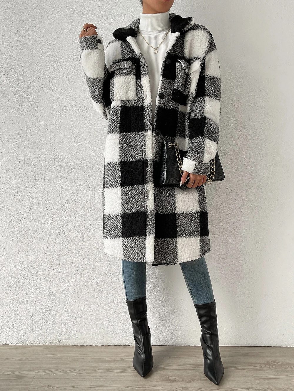 Krohn-e | Weiche Teddyjacke mit Karomuster Warm und Komfortabel Perfekt für Den Herbst