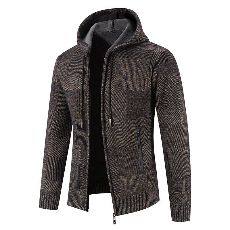 Herren Strickjacke mit Kapuze und modernen Strukturelementen Krohn-e
