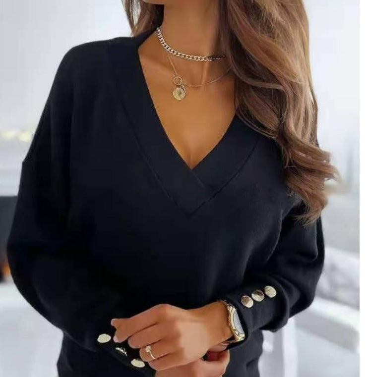 Damen lässiger V-Ausschnitt Pullover mit Oversized-Schnitt Krohn-e