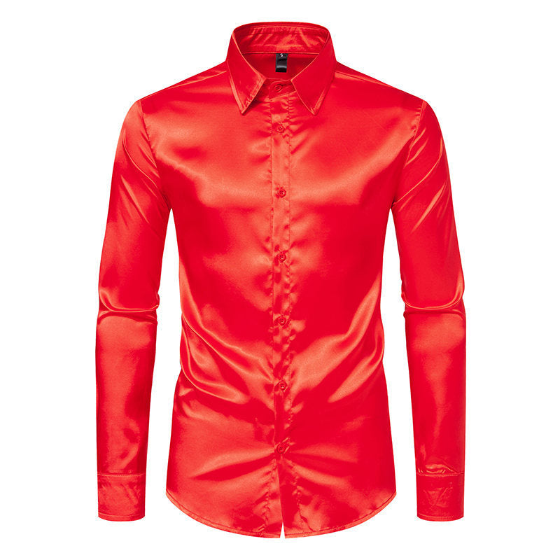 Herren Elegantes Satinhemd mit schimmerndem Finish und klassischem Kragen Krohn-e