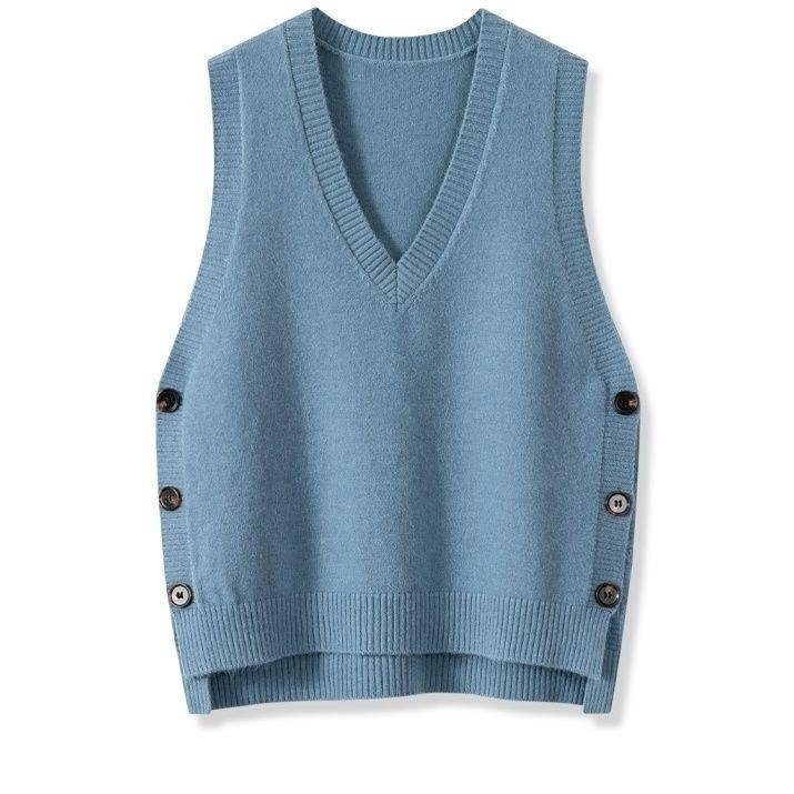 Damen Strickweste mit V-Ausschnitt und Knopfdetails Krohn-e