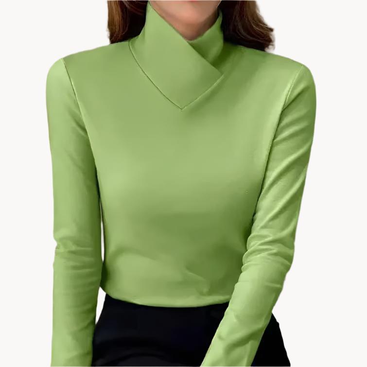 Krohn-e | Bluse mit Asymmetrischem Kragen Langarm-design Elegant und Modern