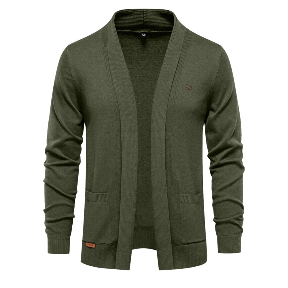 Herren angenehme Strickjacke mit offenem Kragen und praktischen Taschen Krohn-e