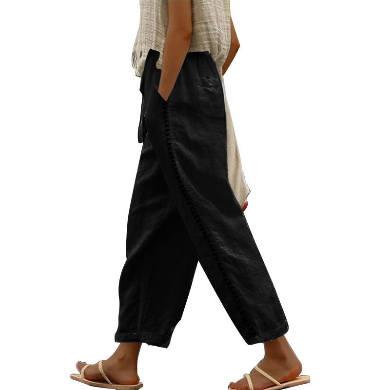 Damen lässige Leinenhose mit seitlichen Schneidern Krohn-e