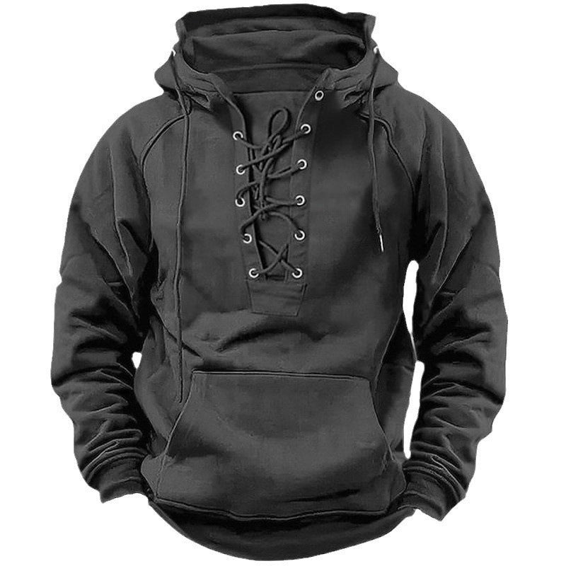 Herren Kapuzenpullover mit modernem Schnürdesign und weichem Innenfutter Krohn-e
