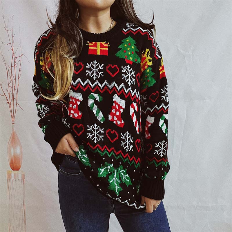 Krohn-e | Weihnachtlicher Strickpullover Mit Schneeflockenmotiv