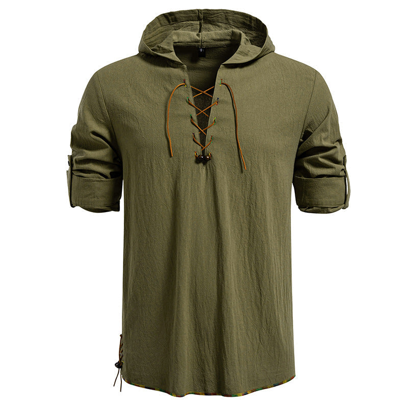 Herren Kaptuzenbluse mit einzigartigem Schnürdesign Krohn-e