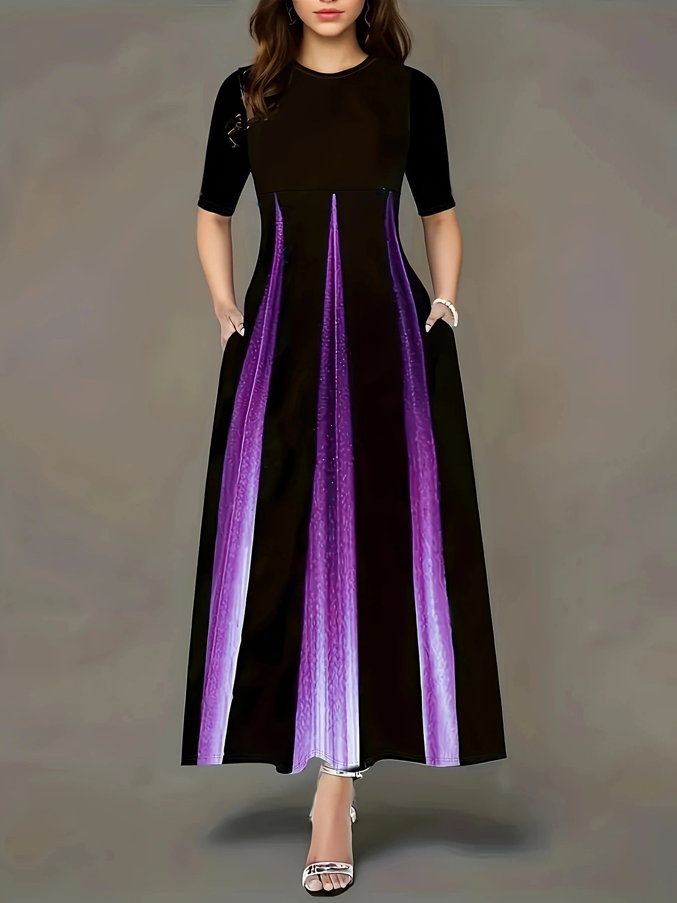 Damen Maxikleid mit modernem Farbverlauf und praktischen Seitentaschen Krohn-e