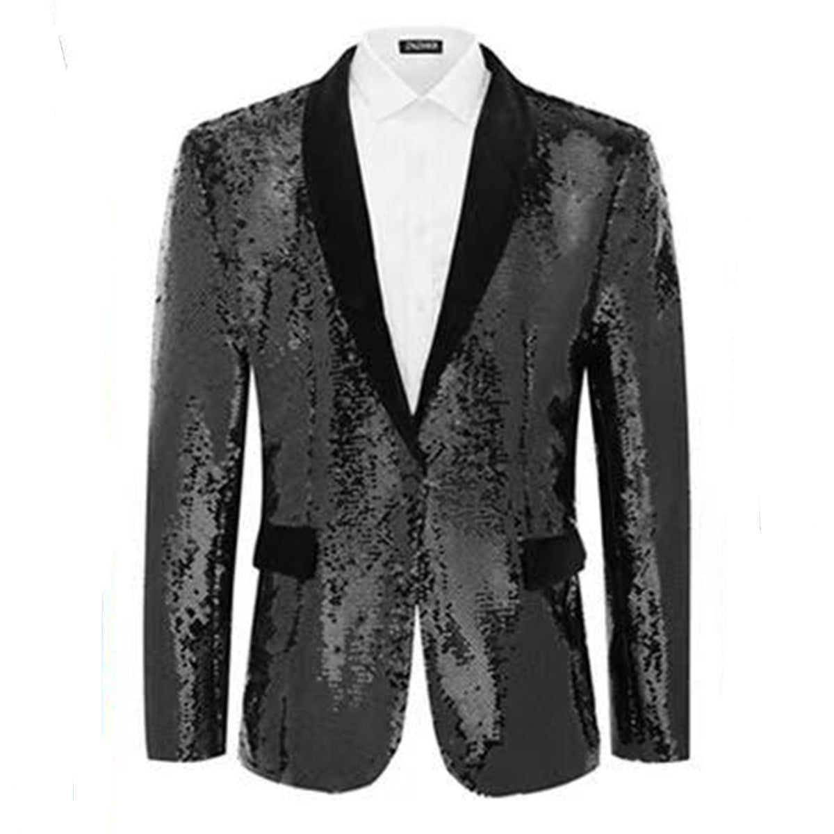 Herren Smokingblazer mit glänzenden Pailletten und eleganter Satinkragen Krohn-e