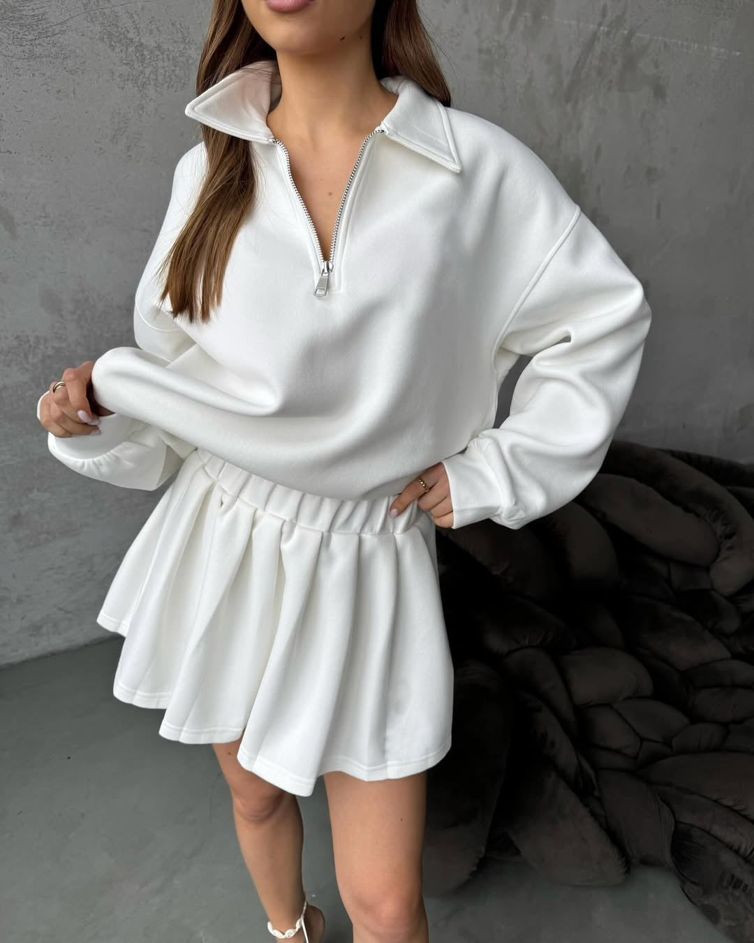 Damen sportlicher Pullover mit Kordelzug und Reißverschluss Krohn-e