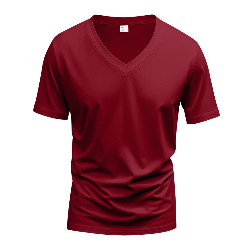 Herren V-Ausschnitt T-Shirt aus atmungsaktivem Baumwollmix mit modernem Schnitt Krohn-e