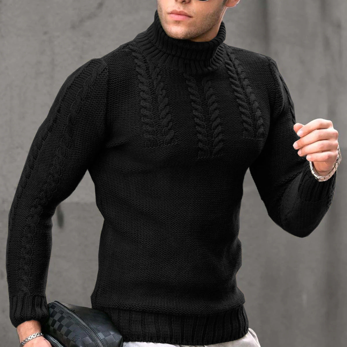 Herren Strickpullover mit hochstehendem Kragen Krohn-e