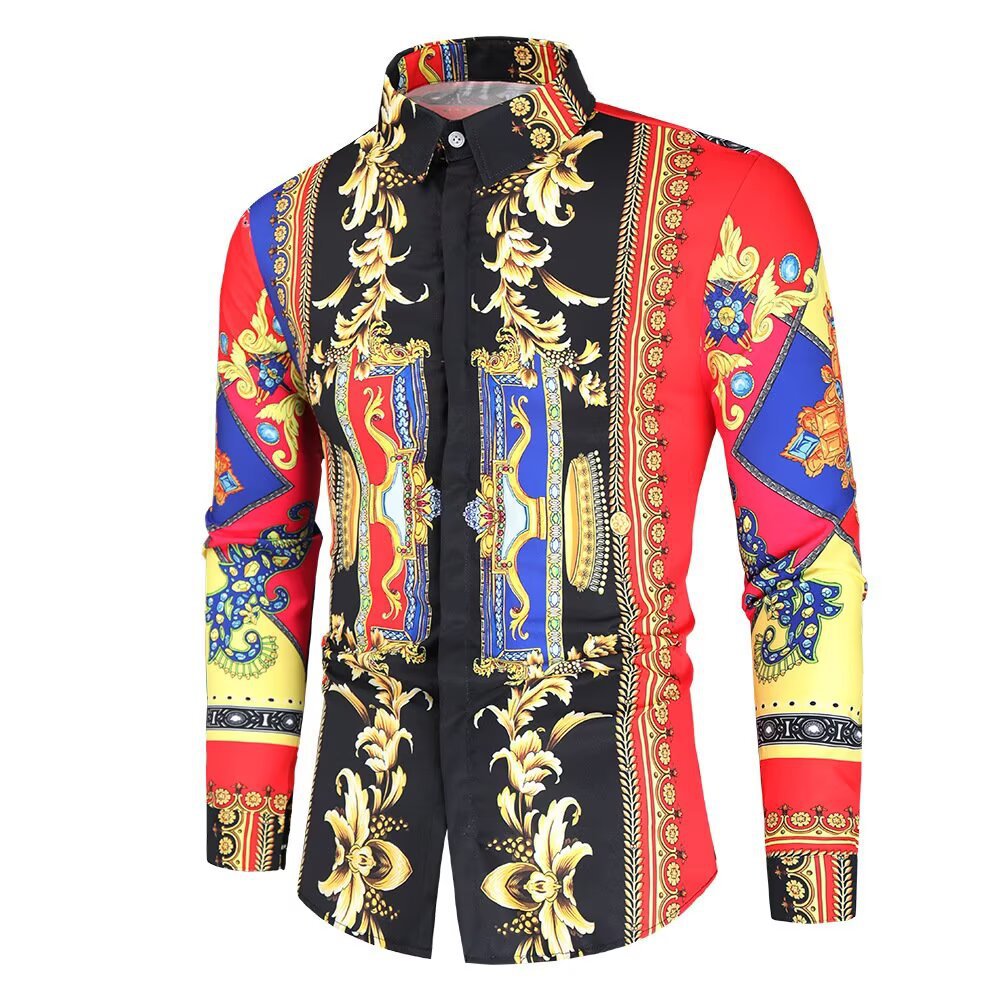 Herren Langarmhemd mit extravagantem Barockmuster und moderner Passform Krohn-e