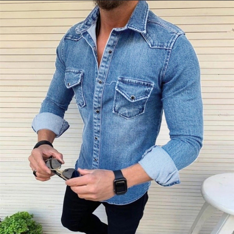 Herren Denim Hemd mit modernem Schnitt und praktischen Brusttaschen Krohn-e
