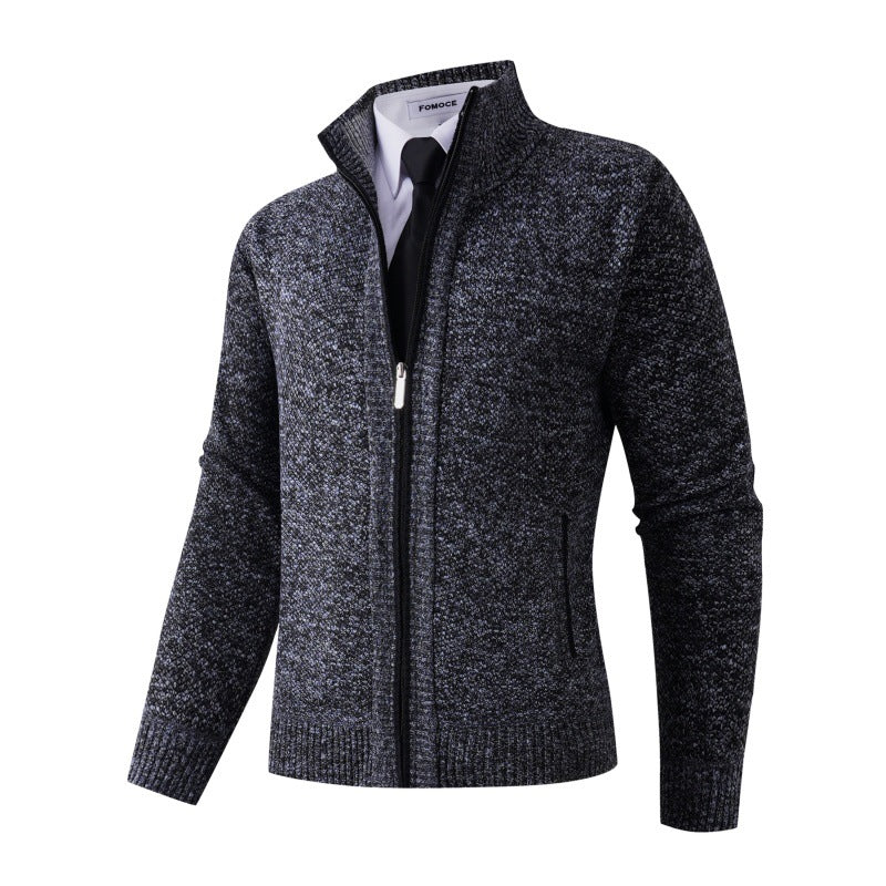 Herren stylische Strickjacke mit hohem Kragen und praktischen Taschen Krohn-e