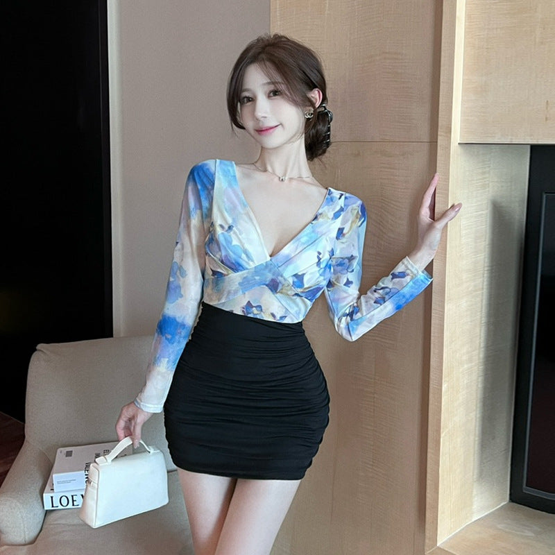 Bodycon Kleid von Fudus mit farbenfrohem Farbblock-Print