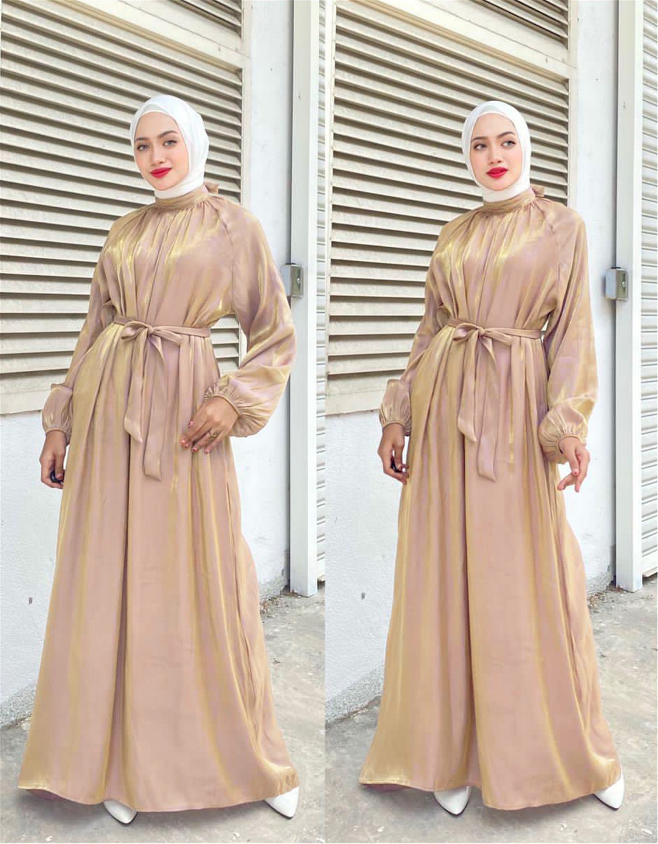 Damen Elegantes Langarmkleid mit Taillengürtel Krohn-e