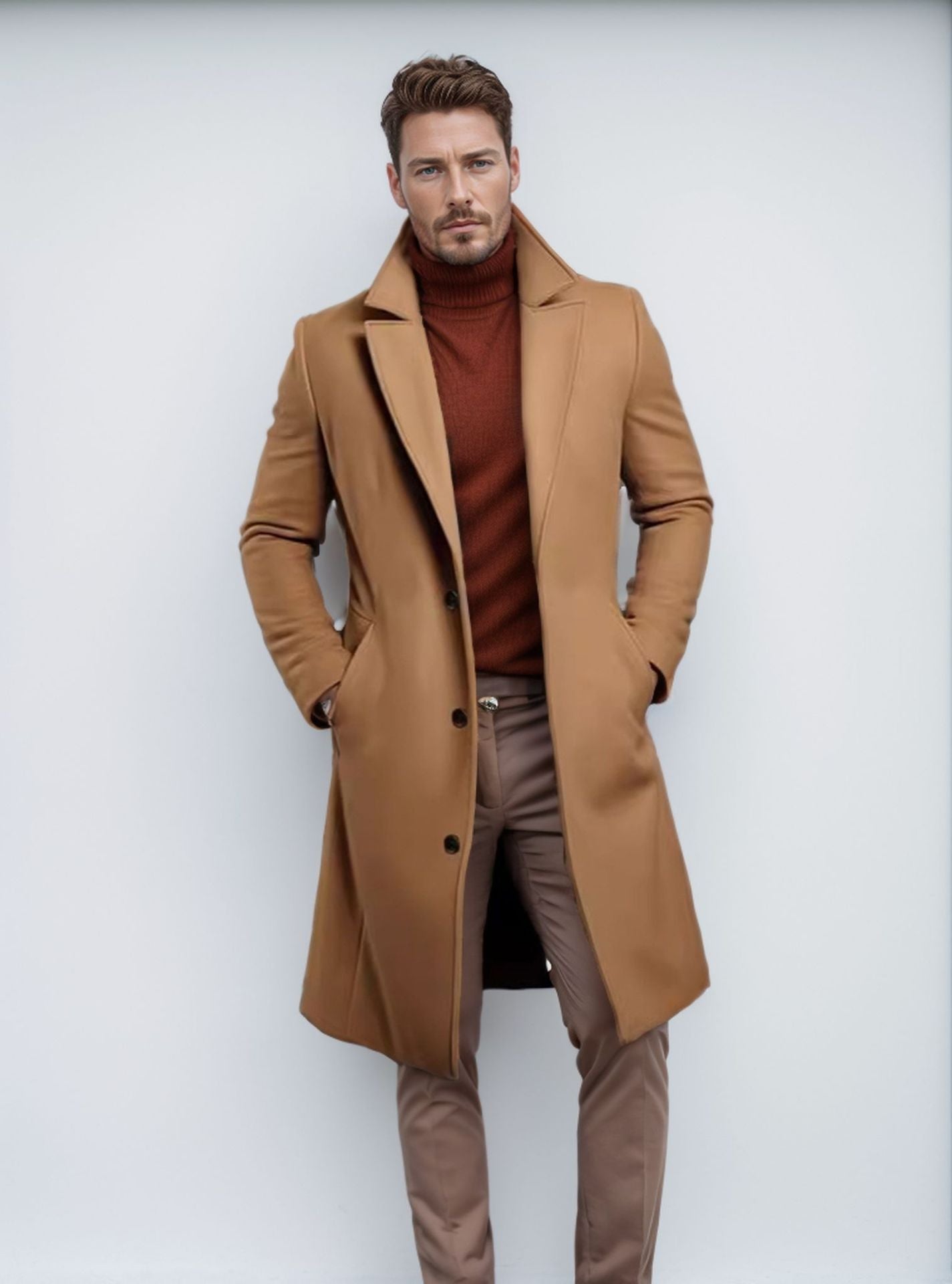 Herren eleganter, langer Wintermantel Krohn-e