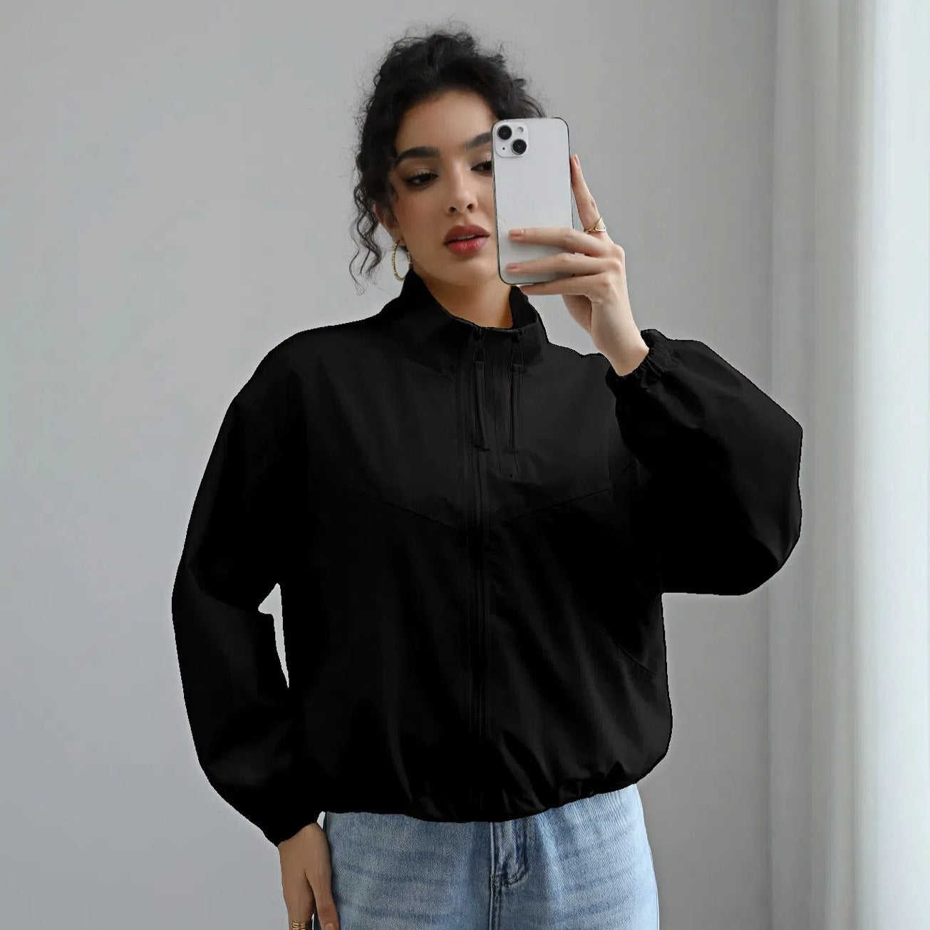 Damen modische Übergangsjacke mit hohem Kragen und elastischem Bund Krohn-e