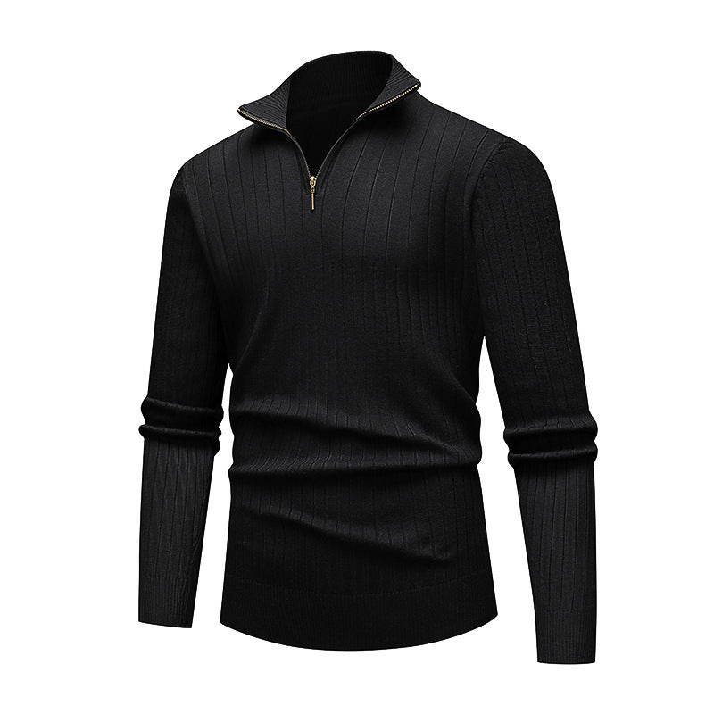 Herren hochwertiger Strickpullover mit modernem Stehkragen und Reißverschluss Krohn-e
