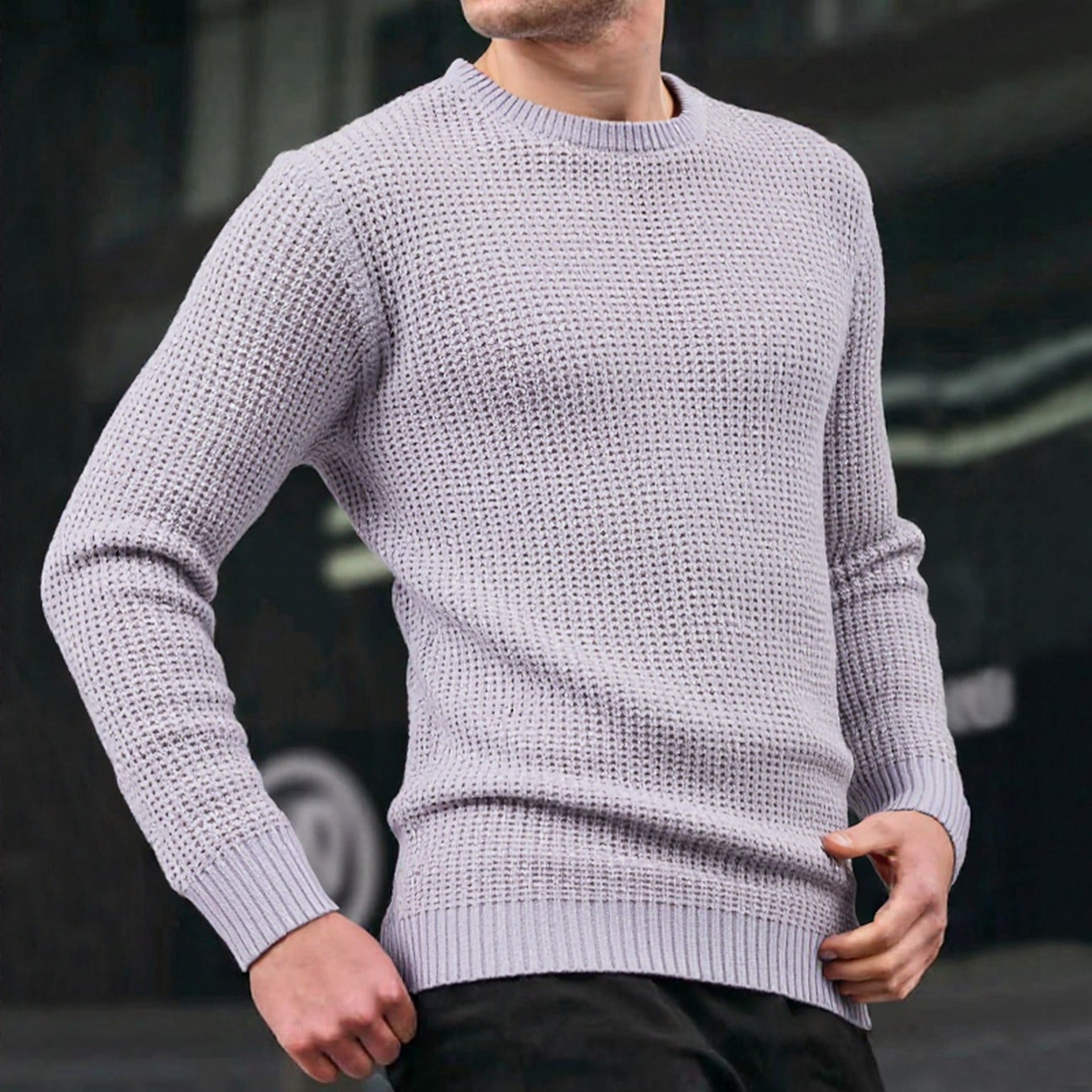 Herren lockerer Strickpullover mit Waffelmuster Krohn-e