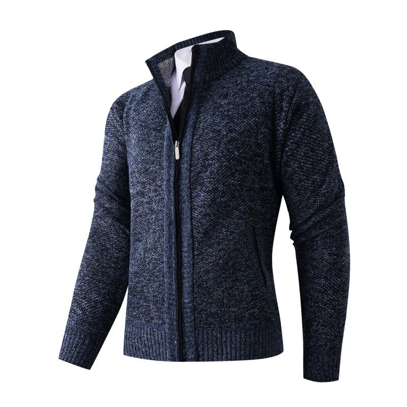 Herren stylische Strickjacke mit hohem Kragen und praktischen Taschen Krohn-e