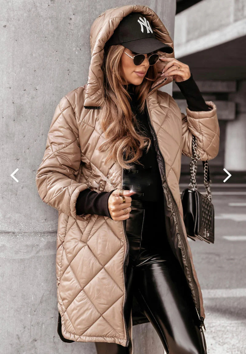 Damen Lässige Steppjacke mit Kapuze und praktischen Taschen Krohn-e