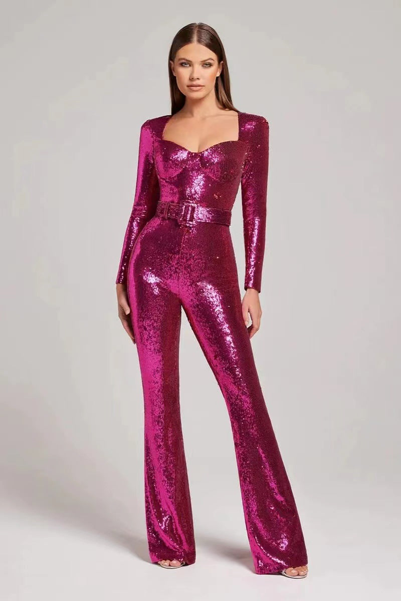 Damen Glamouröser Pailletten Jumpsuit mit schicker Taillierung Krohn-e