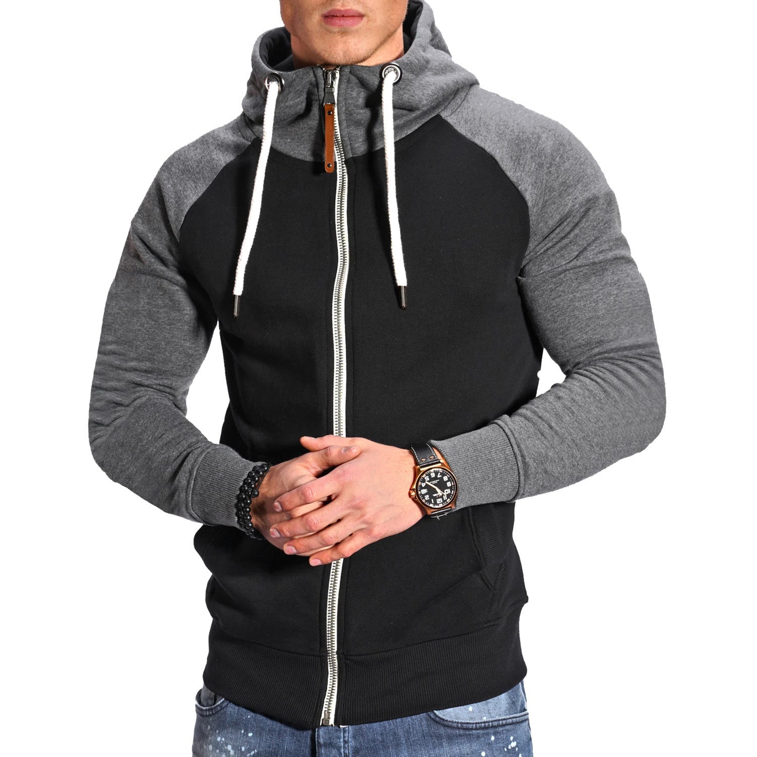 Herren raffinierter Kapuzenpullover mit hochwertigem Reißverschluss Krohn-e