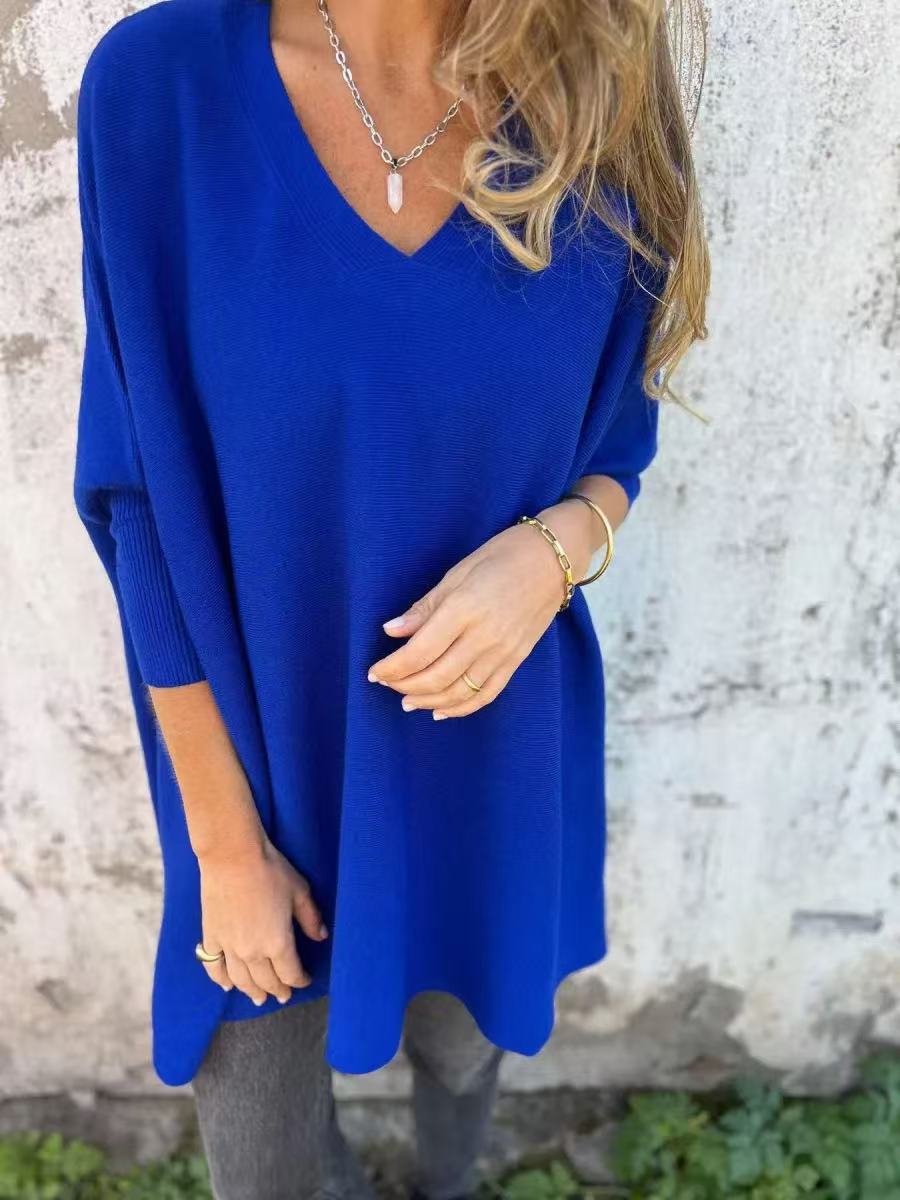 Damen Oversized V-Ausschnitt Pullover im luftigen Design Krohn-e