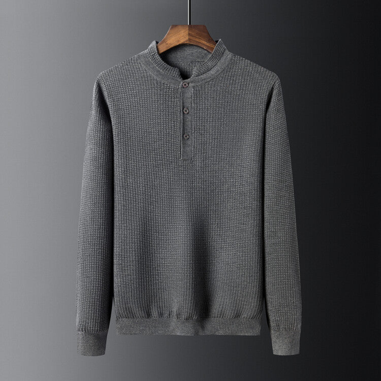 Herren Strukturierter Langarm-Pullover mit Knopfleiste Krohn-e
