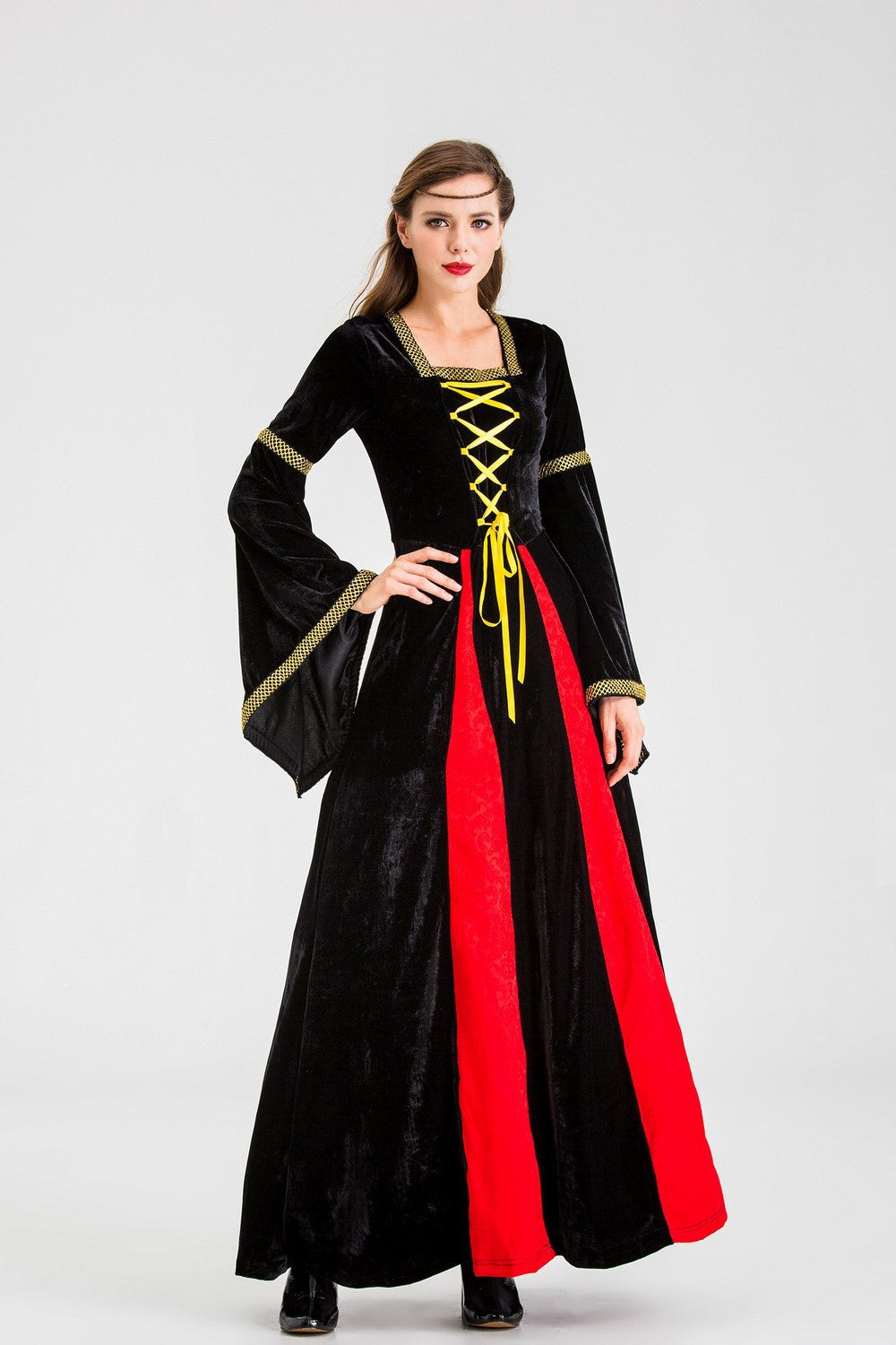 Damen historisches Märchenkleid mit langen Armen und dekorativer Schnürung Heidi