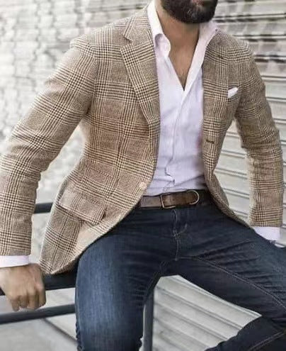Herren eleganter Leinenblazer mit schmalem Schnitt Krohn-e
