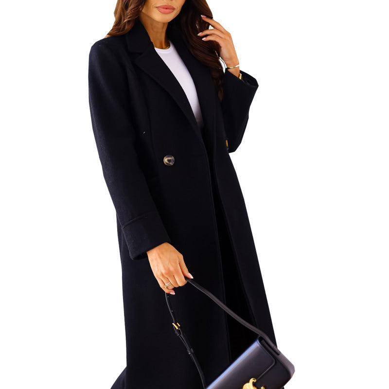Damen Eleganter Wollmantel mit doppelter Brustknopfleiste und praktischen Taschen Krohn-e