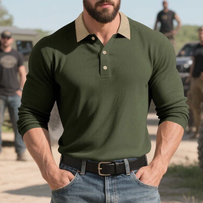 Herren langärmliges Poloshirt mit strukturiertem Design und klassischem Kragen Krohn-e