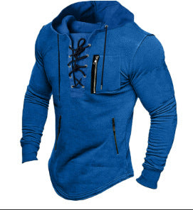 Herren modischer Kapuzenpullover mit einzigartigem Schnürdesign Krohn-e