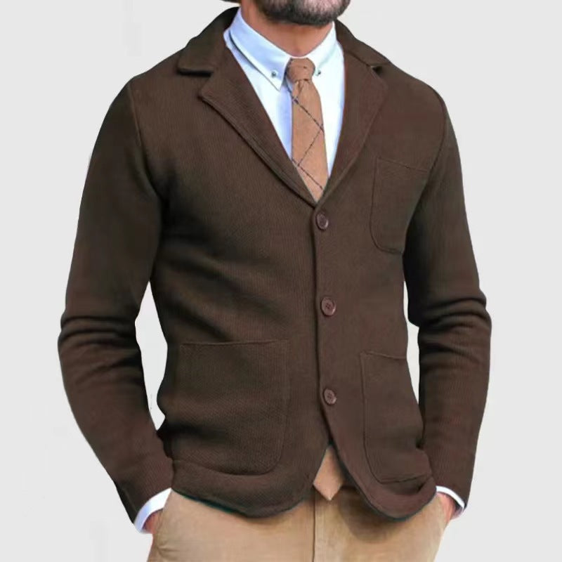 Herren Strickblazer mit Knopfleiste und praktischen Taschen Krohn-e