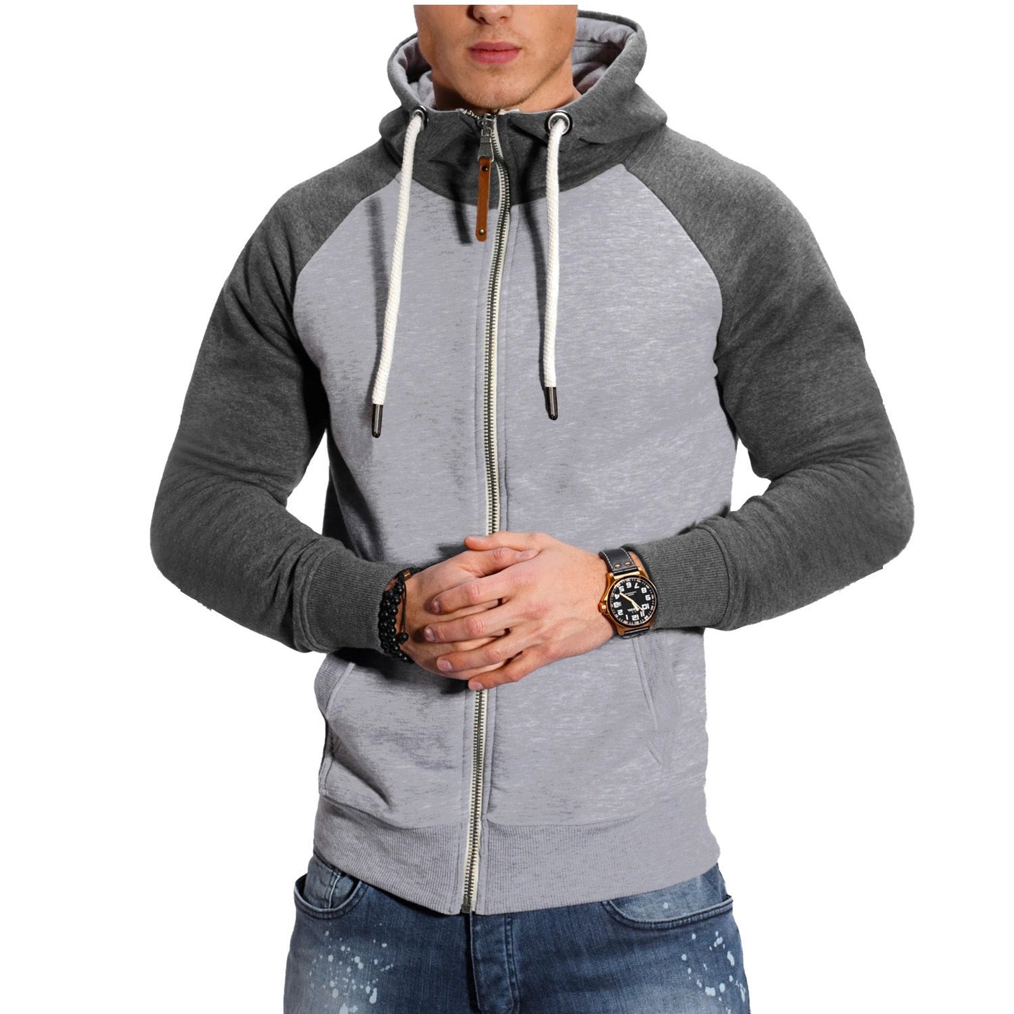 Herren raffinierter Kapuzenpullover mit hochwertigem Reißverschluss Krohn-e