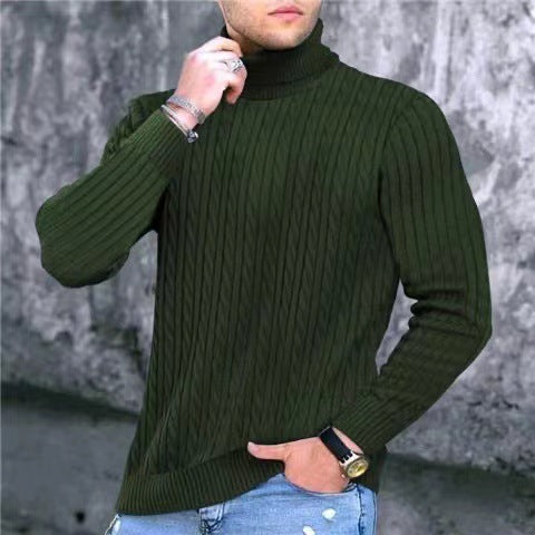 Herren Strickpullover mit modernem Rippmuster und hohem Kragen Krohn-e