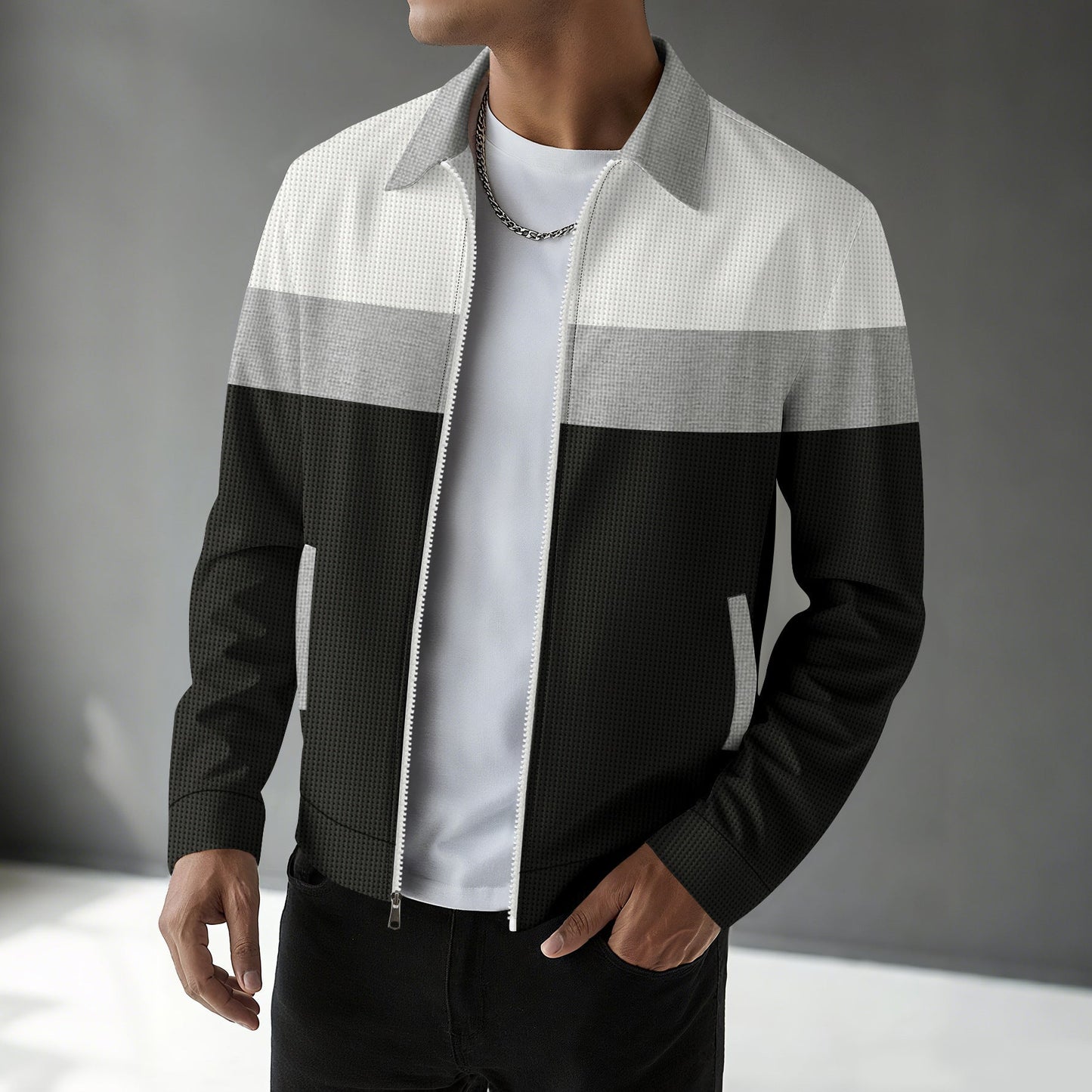 Herren modische Bomberjacke mit strukturiertem Design und Kontraststreifen Krohn-e