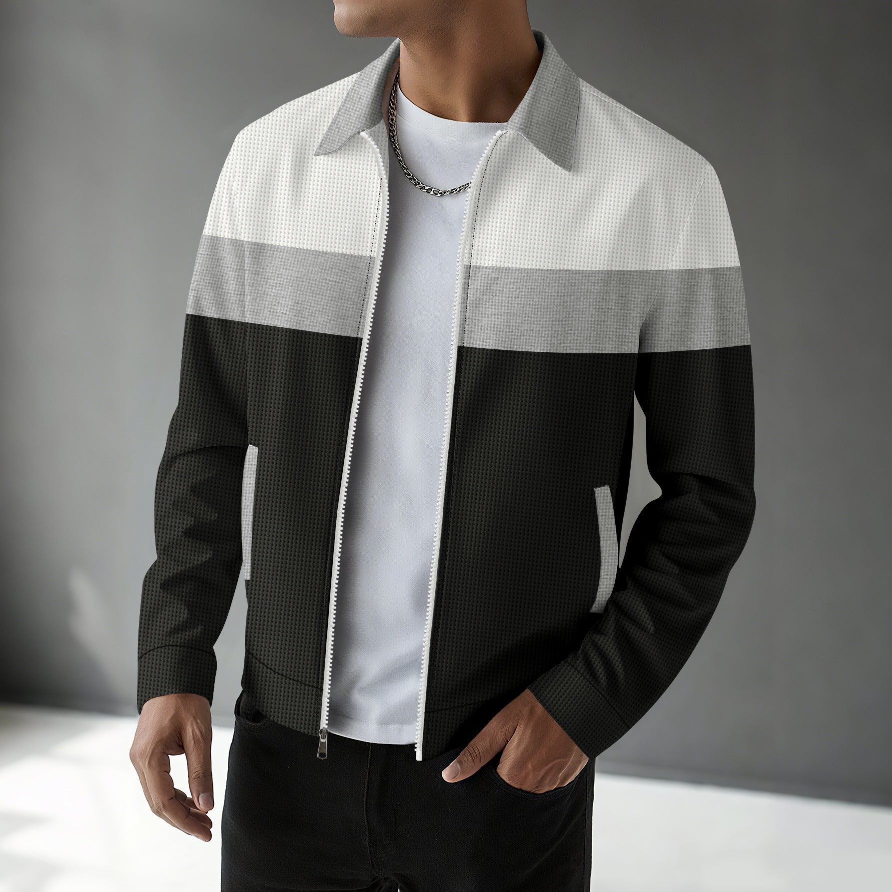 Herren modische Bomberjacke mit strukturiertem Design und Kontraststreifen Krohn-e