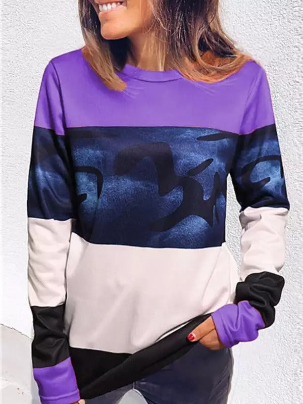 Fudus: Lässig bedrucktes Rundhals-Sweatshirt mit langen Ärmeln