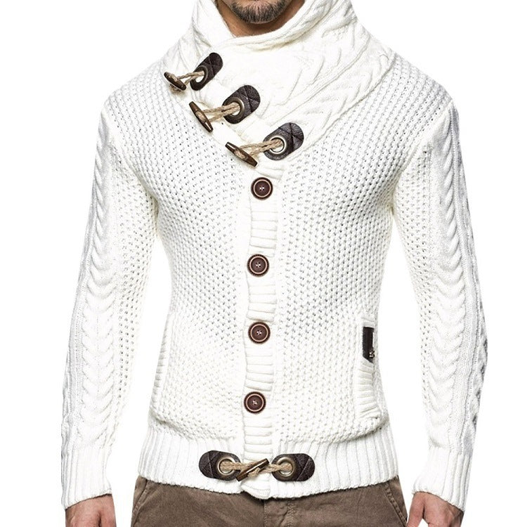 Herren Strickjacke mit asymmetrischem Kragen und einzigartigem Knopfdesign Krohn-e