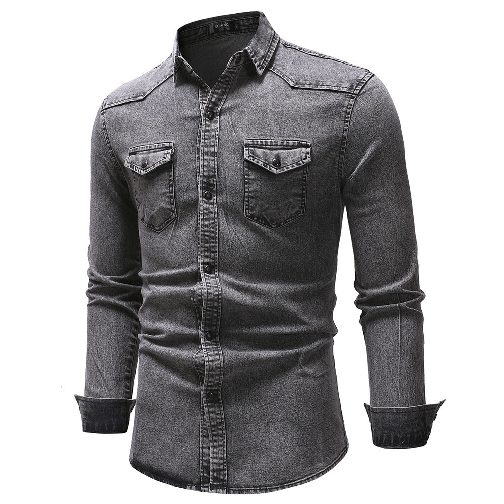 Herren Jeanshemd mit modernen Details und praktischen Taschen Krohn-e