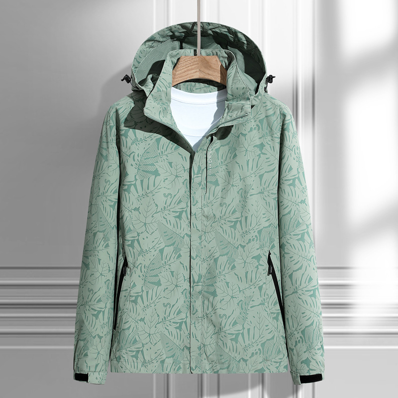 Krohn-e | Gedruckt Reißverschluss Winter Jacke - Kapuze