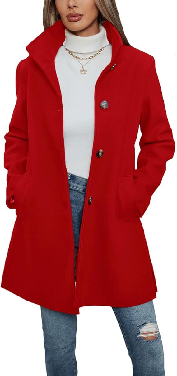 Damen Eleganter Wollmantel mit hochgeschlossenem Kragen und praktischen Taschen Krohn-e