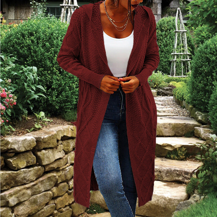 Damen Strick-Cardigan mit Kapuze und luxuriösem Zopfmuster Krohn-e