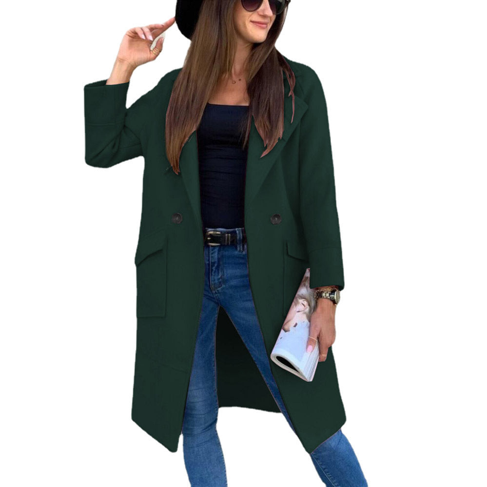 Damen lässiger Oversized-Mantel mit modernen Taschen und elegantem Revers Krohn-e