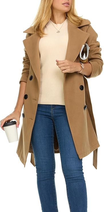Damen Trenchcoat mit asymmetrischem Saum und breitem Kragen Krohn-e